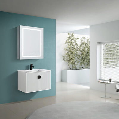 24" V9012 Wall Hung Vanity & Ceramic Sink (Glossy White） bathroom vanities - Shop at Home Craft Studio - 3