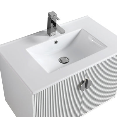 24" V9012 Wall Hung Vanity & Ceramic Sink (Glossy White） bathroom vanities - Shop at Home Craft Studio - 6
