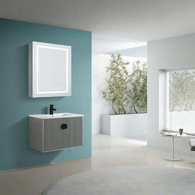 24" V9012 Wall Hung Vanity & Ceramic Sink (Matte Grey） bathroom vanities - Shop at Home Craft Studio - 1