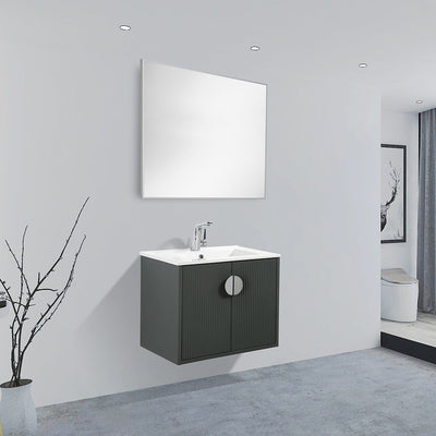 24" V9015 Series Wall Hung Vanity & Ceramic Sink (Ash Green) vanity - Shop at Home Craft Studio - 1