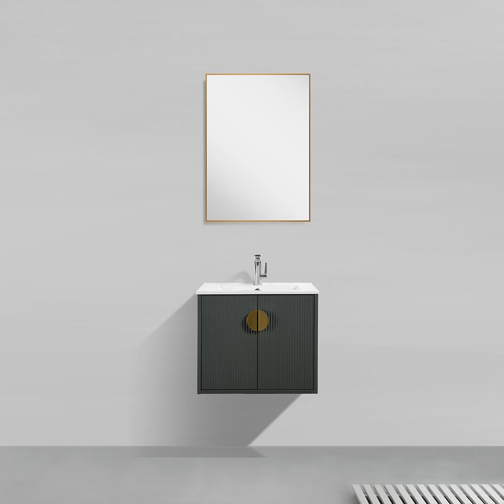 24" V9015 Series Wall Hung Vanity & Ceramic Sink (Ash Green) vanity - Shop at Home Craft Studio - 2