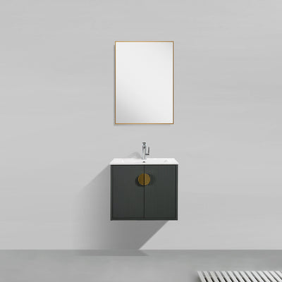 24" V9015 Series Wall Hung Vanity & Ceramic Sink (Ash Green) vanity - Shop at Home Craft Studio - 2