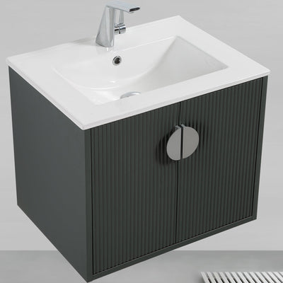 24" V9015 Series Wall Hung Vanity & Ceramic Sink (Ash Green) vanity - Shop at Home Craft Studio - 4