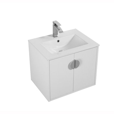 24" V9015 Series Wall Hung Vanity & Ceramic Sink (Glossy White} vanity - Shop at Home Craft Studio - 3