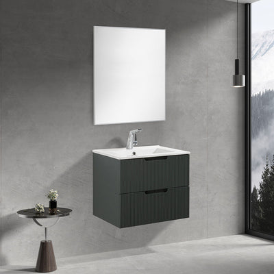 24" V9018 Sylvia Series Wall Hung Vanity & Ceramic Sink (Ash Green)  - Shop at Home Craft Studio - 2