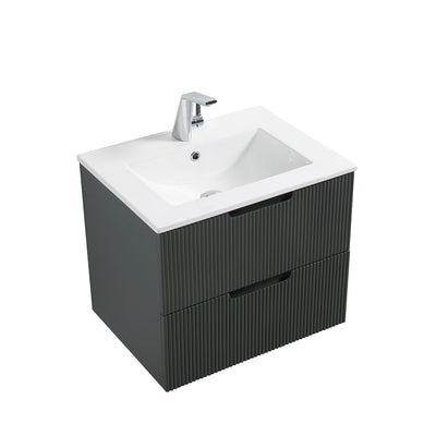 24" V9018 Sylvia Series Wall Hung Vanity & Ceramic Sink (Ash Green)  - Shop at Home Craft Studio - 3