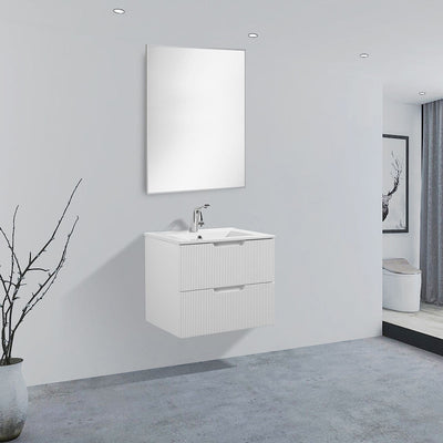 24" V9018 Sylvia Series Wall Hung Vanity & Ceramic Sink (Glossy White)  - Shop at Home Craft Studio - 1