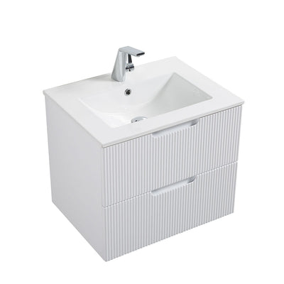 24" V9018 Sylvia Series Wall Hung Vanity & Ceramic Sink (Glossy White)  - Shop at Home Craft Studio - 3