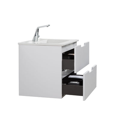 24" V9018 Sylvia Series Wall Hung Vanity & Ceramic Sink (Glossy White)  - Shop at Home Craft Studio - 5