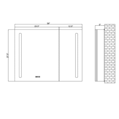 30" LED Aluminum Medicine Cabinet (Surface Mount/Recessed) mirror - Shop at Home Craft Studio - 16