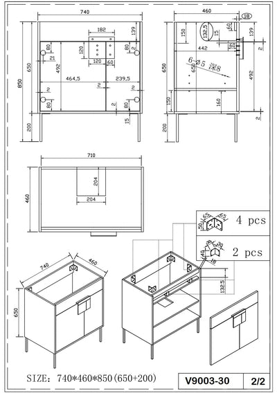 30" V9003 Vanity with Ceramic Sink (Charcoal Grey)  - Shop at Home Craft Studio - 10