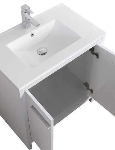 30" V9004 Vanity with Ceramic Sink (Glossy White)  - Shop at Home Craft Studio - 5