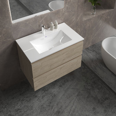 30" V9005 Angela Wall Hung Vanity & Ceramic Sink (E.Oak)  - Shop at Home Craft Studio - 3