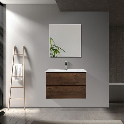 30" V9005 Angela Wall Hung Vanity & Ceramic Sink (Rose Wood）  - Shop at Home Craft Studio - 1