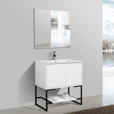 30" V9006 Allen Vanity with Ceramic Sink (Glossy White)  - Shop at Home Craft Studio - 2