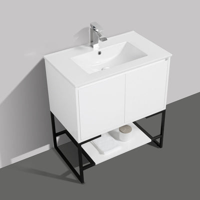 30" V9006 Allen Vanity with Ceramic Sink (Glossy White)  - Shop at Home Craft Studio - 3