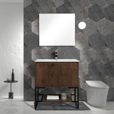 30"  V9006 Allen Vanity with Ceramic Sink (Rose Wood) vanity - Shop at Home Craft Studio - 1