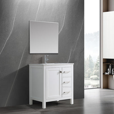 30" V9008 Vanity & Quartz Countertop Combo  (Matte White)  - Shop at Home Craft Studio - 1