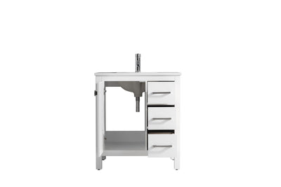 30" V9008 Vanity & Quartz Countertop Combo  (Matte White)  - Shop at Home Craft Studio - 3