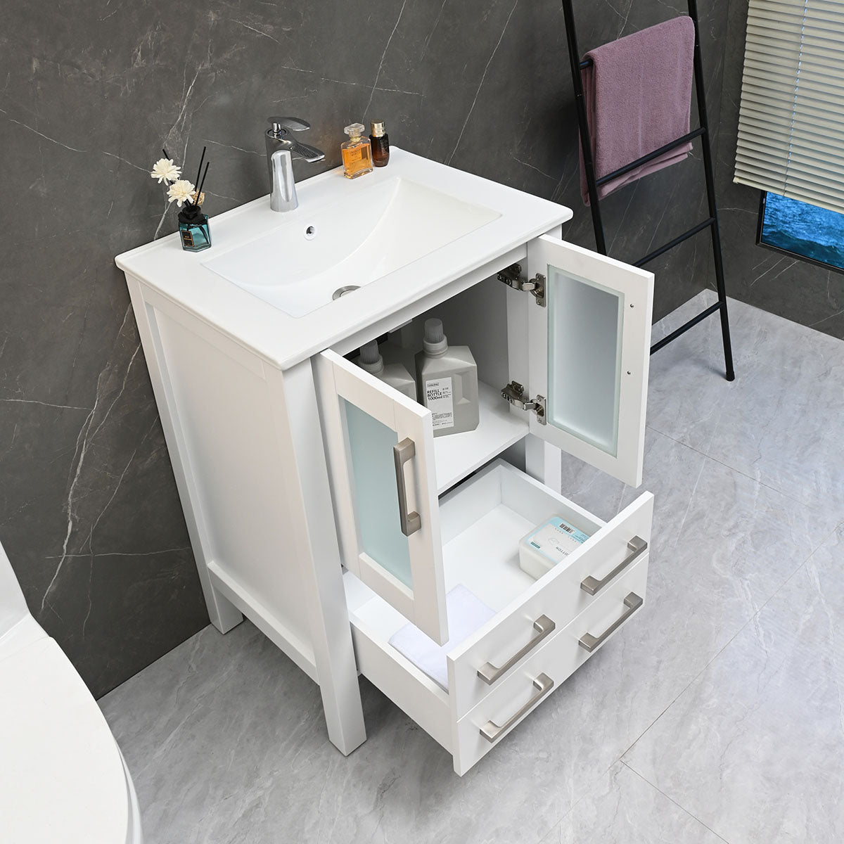 30" V9011 Vanity with Ceramic Sink (Matte White) bathroom vanities - Shop at Home Craft Studio - 5
