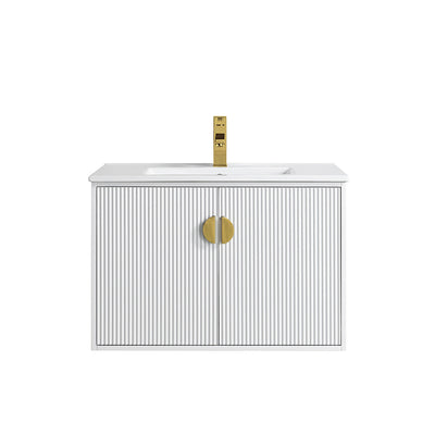 30" V9012 Wall Hung Vanity & Ceramic Sink (Glossy White）  - Shop at Home Craft Studio - 4