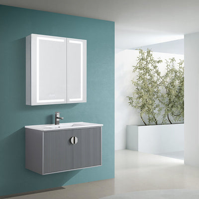 30" V9012 Wall Hung Vanity & Ceramic Sink (Matte Grey）  - Shop at Home Craft Studio - 3