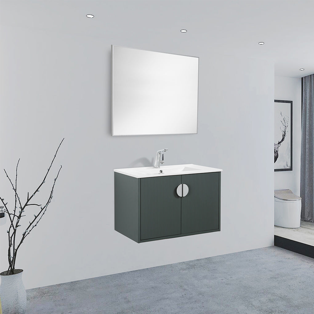 30" V9015 Series Wall Hung Vanity & Ceramic Sink (Ash Green)  - Shop at Home Craft Studio - 1