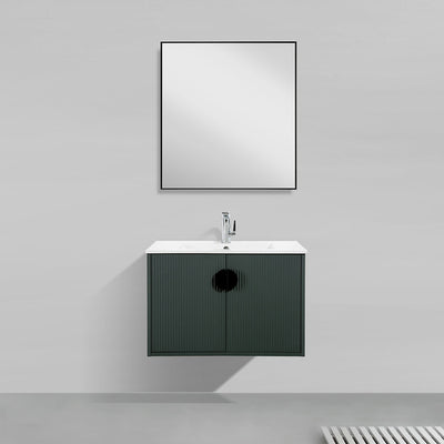 30" V9015 Series Wall Hung Vanity & Ceramic Sink (Ash Green)  - Shop at Home Craft Studio - 2