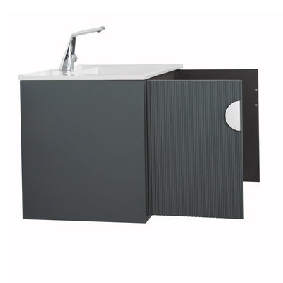 30" V9015 Series Wall Hung Vanity & Ceramic Sink (Ash Green)  - Shop at Home Craft Studio - 5