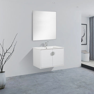 30" V9015 Series Wall Hung Vanity & Ceramic Sink (Glossy White)  - Shop at Home Craft Studio - 2
