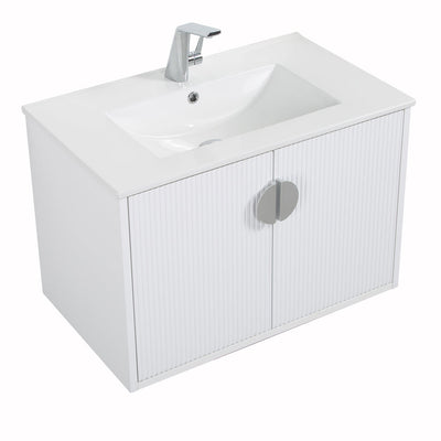 30" V9015 Series Wall Hung Vanity & Ceramic Sink (Glossy White)  - Shop at Home Craft Studio - 5