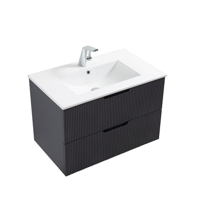 30" V9018 Series Sylvia Wall Hung Vanity & Ceramic Sink (Granny Grey)  - Shop at Home Craft Studio - 3
