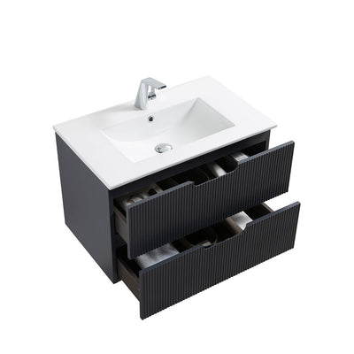 30" V9018 Series Sylvia Wall Hung Vanity & Ceramic Sink (Granny Grey)  - Shop at Home Craft Studio - 4