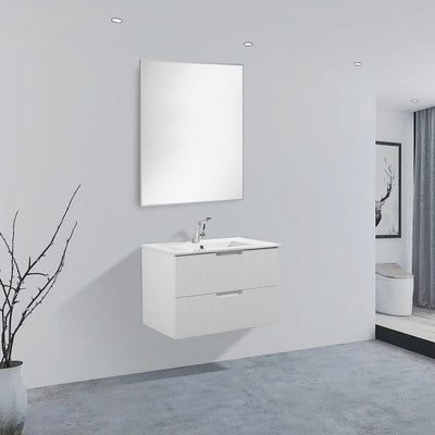 30" V9018 Sylvia Series Wall Hung Vanity & Ceramic Sink (Glossy White)  - Shop at Home Craft Studio - 2