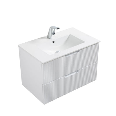 30" V9018 Sylvia Series Wall Hung Vanity & Ceramic Sink (Glossy White)  - Shop at Home Craft Studio - 4