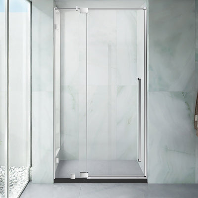 32" AH01 Series Frameless Swing Shower Door with Klearteck Treatment (Fixed 3/8" & Swing 5/16" Thickness) (Brushed Nickel) shower door - Shop at Home Craft Studio - 1
