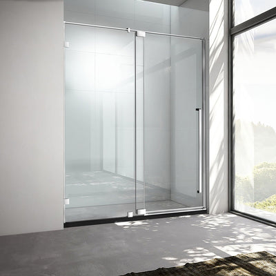 32" AH01 Series Frameless Swing Shower Door with Klearteck Treatment (Fixed 3/8" & Swing 5/16" Thickness) (Brushed Nickel) shower door - Shop at Home Craft Studio - 3
