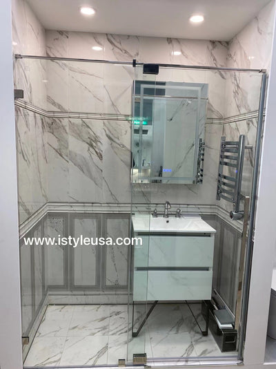 32" AH01 Series Frameless Swing Shower Door with Klearteck Treatment (Fixed 3/8" & Swing 5/16" Thickness) (Brushed Nickel) shower door - Shop at Home Craft Studio - 4