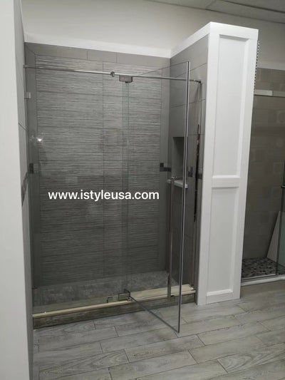 32" AH01 Series Frameless Swing Shower Door with Klearteck Treatment (Fixed 3/8" & Swing 5/16" Thickness) (Brushed Nickel) shower door - Shop at Home Craft Studio - 5