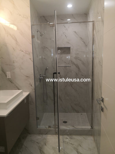 32" AH01 Series Frameless Swing Shower Door with Klearteck Treatment (Fixed 3/8" & Swing 5/16" Thickness) (Brushed Nickel) shower door - Shop at Home Craft Studio - 6