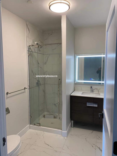 36" AH01 Series Frameless Swing Shower Door with Klearteck Treatment (Fixed 3/8" & Swing 5/16" Thickness)(Chrome) shower door - Shop at Home Craft Studio - 4