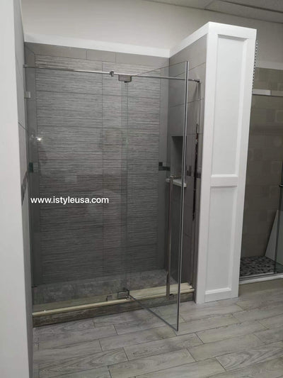 36" AH01 Series Frameless Swing Shower Door with Klearteck Treatment (Fixed 3/8" & Swing 5/16" Thickness)(Chrome) shower door - Shop at Home Craft Studio - 5