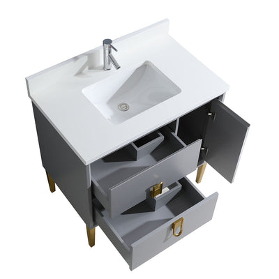 36" Craftsmanship Limited Edition Vanity & Quartz Countertop Combo   (Grey) SKU:EN8296-36GA bathroom vanities - Shop at Home Craft Studio - 2