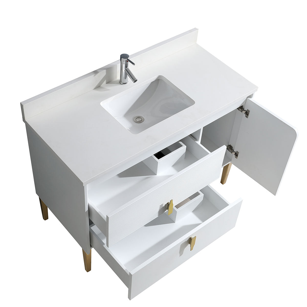 36" Craftsmanship Limited Edition Vanity & Quartz Countertop Combo   (Matte White) SKU: EN8271-36WH bathroom vanities - Shop at Home Craft Studio - 2