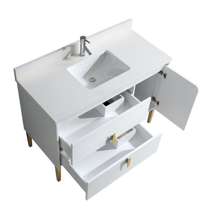 36" Craftsmanship Limited Edition Vanity & Quartz Countertop Combo   (Matte White) SKU: EN8271-36WH bathroom vanities - Shop at Home Craft Studio - 2