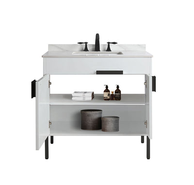 36" V9003 Vanity with Sintered Stone Countertop (Glossy White）  - Shop at Home Craft Studio - 4