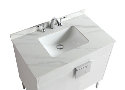 36" V9003 Vanity with Sintered Stone Countertop (Glossy White）  - Shop at Home Craft Studio - 7