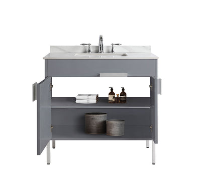 36" V9003 Vanity with Sintered Stone Countertop (Matte Grey）  - Shop at Home Craft Studio - 8