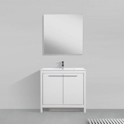 36" V9004 Series Vanity with Ceramic Sink (Glossy White)  - Shop at Home Craft Studio - 1