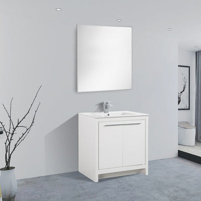 36" V9004 Series Vanity with Ceramic Sink (Glossy White)  - Shop at Home Craft Studio - 2